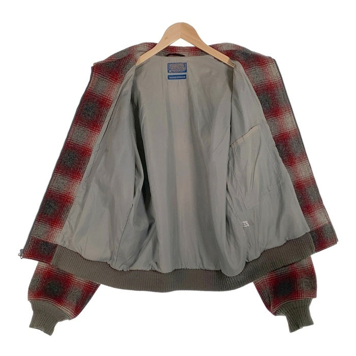 70`s PENDLETON ペンドルトン オンブレチェック  ウールジップアップジャケット レッド USA製 Size M 福生店