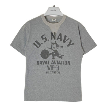 TOYS McCOY トイズマッコイ U.S.NAVY FELIX THE CAT WILD CAT F4F-3 Vガゼット Tシャツ グレー sizeS 瑞穂店