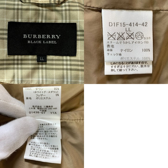 BURBERRY BLACK LABEL バーバリーブラックレーベル キルティングジャケット ダウン カーキ 薄手 D1F15-414-42 Size LL 福生店