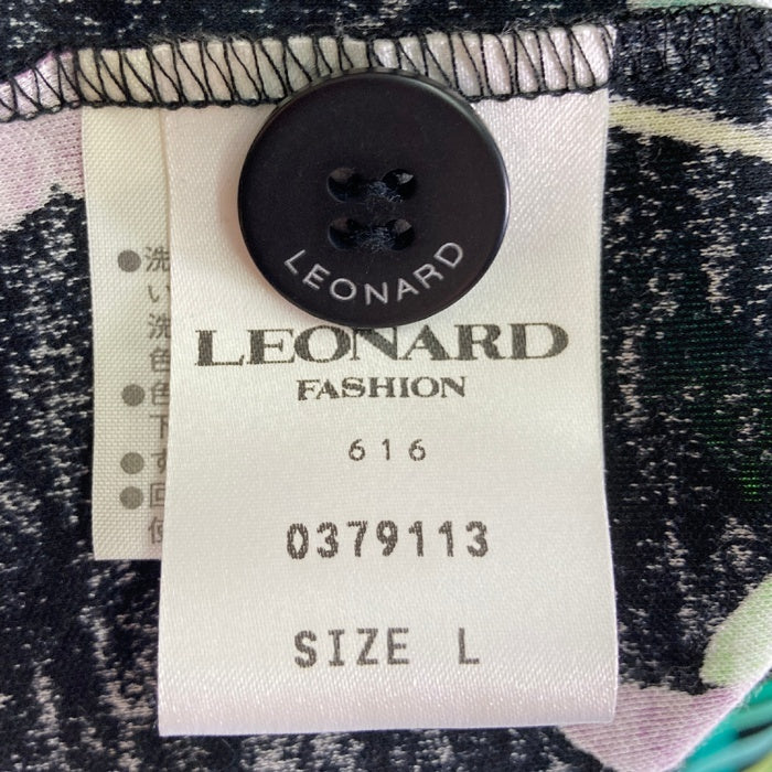 LEONARD レオナール ノーカラー ジャケット 総柄 ブラック sizeL 瑞穂店