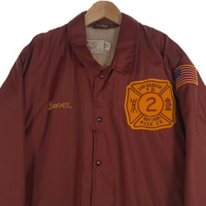 WEST WIND ウエストウィンド SAG HARBOR FIRE DEPT 裏ボア ナイロン コーチジャケット バーガンディー USA製 Size XXL 福生店