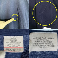 80-90's Sears シアーズ ポケットTシャツ ネイビー 耳付き USA製 Size XXL 福生店