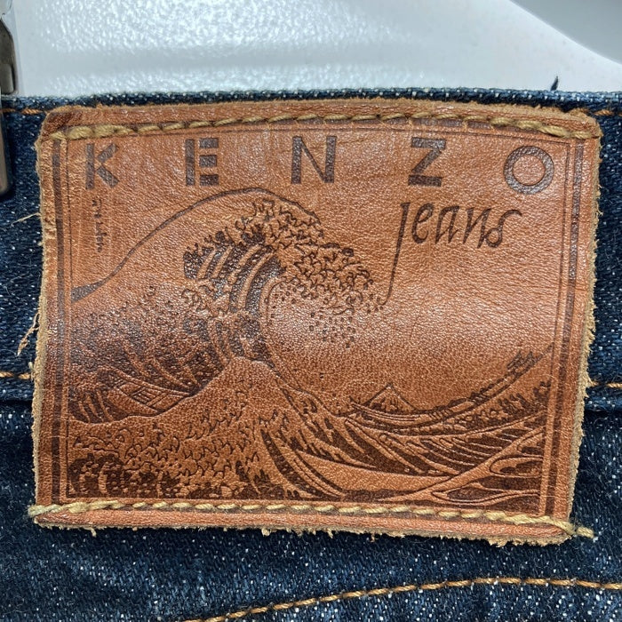 KENZO JEANS ケンゾー ジーンズ 北斎タグ ボタンフライ テーパード デニムパンツ インディゴ size79cm-2 瑞穂店
