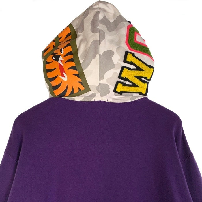 A BATHING APE アベイシングエイプ SHARK HOODIE シャーク フルジップスウェットパーカー パープル ホワイトカモ 日本製 Size L 福生店