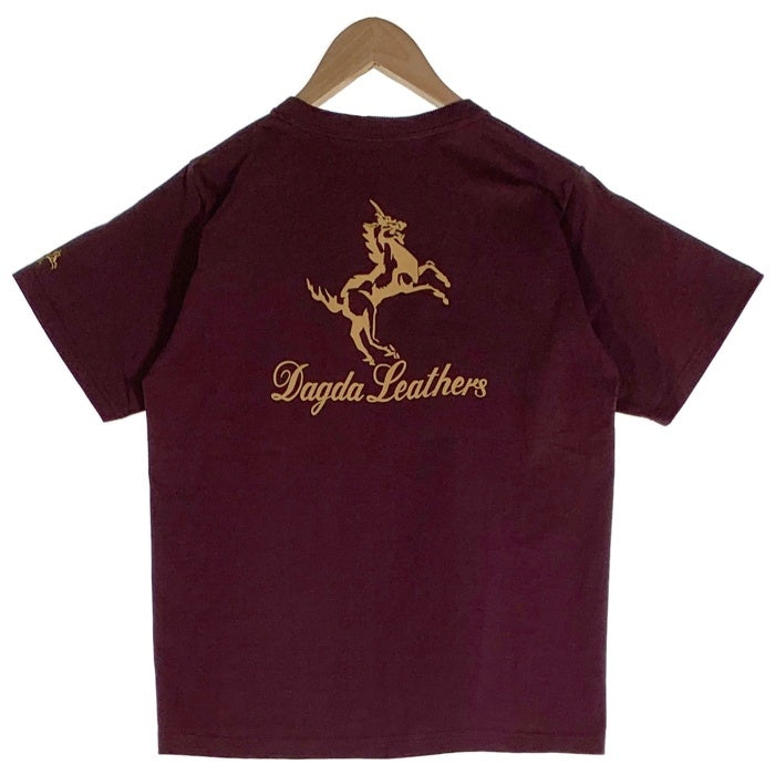 Dagda Leathers ダグダレザーズ プリント ポケットTシャツ 袖刺繡 ダークパープル 旧マッコイ 滝沢氏 Size S 福生店