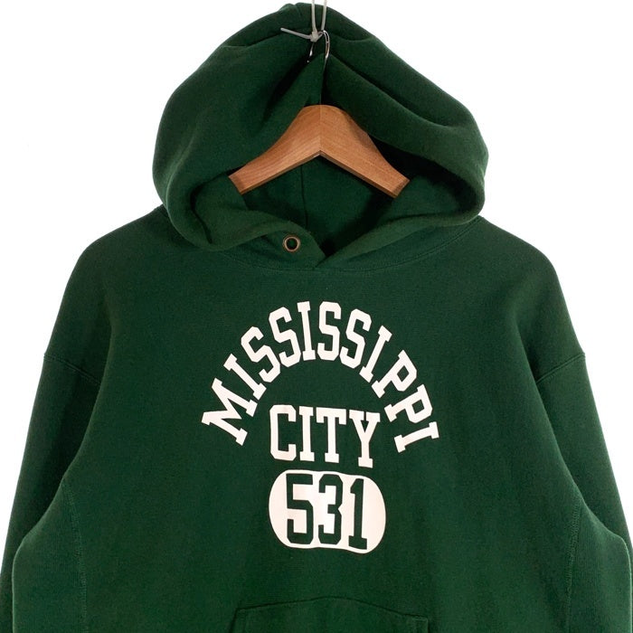Champion チャンピオン REVERSE WEAVE リバースイーブ MISSISSIPPI CITY 531 青タグ 復刻 プルオーバー フーディー パーカー グリーン C8-Y124 Size L 福生店