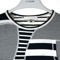 GANRYU COMME des GARCONS ガンリュウ ES-T020 AD2016 パッチワーク ボーダー 長袖Tシャツ ホワイトxブラック sizeS 瑞穂店
