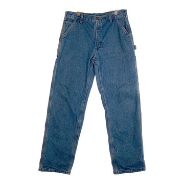 Carhartt カーハート フランネルチェックライナー デニムカーペンターパンツ インディゴ ウォッシュ加工 B236 DST メキシコ製 Size 34×32 福生店