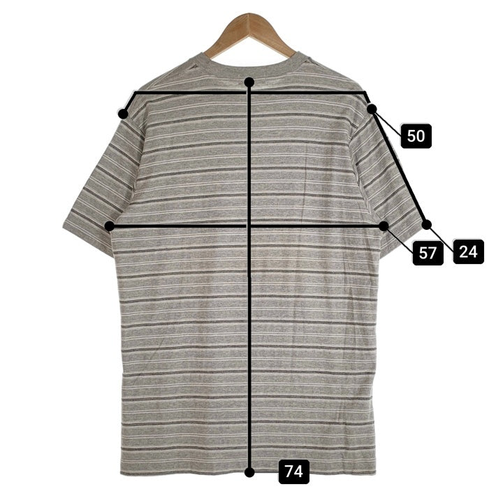 A BATHING APE アベイシングエイプ BAPESTA刺繡 ボーダーTシャツ グレー 日本製 Size L 福生店