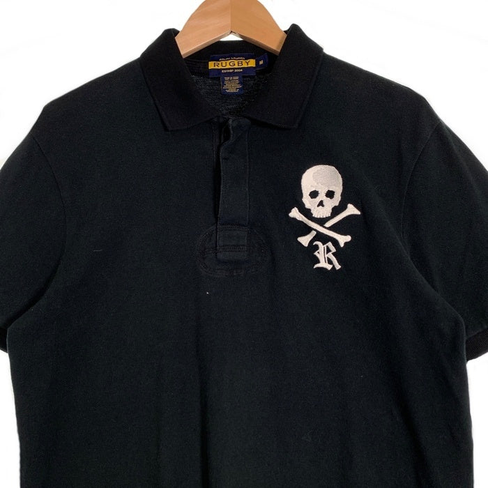 RALPH LAUREN RUGBY ラルフローレンラグビー スカルボーン刺繡 ポロシャツ 鹿の子 半袖 ブラック Size M 福生店