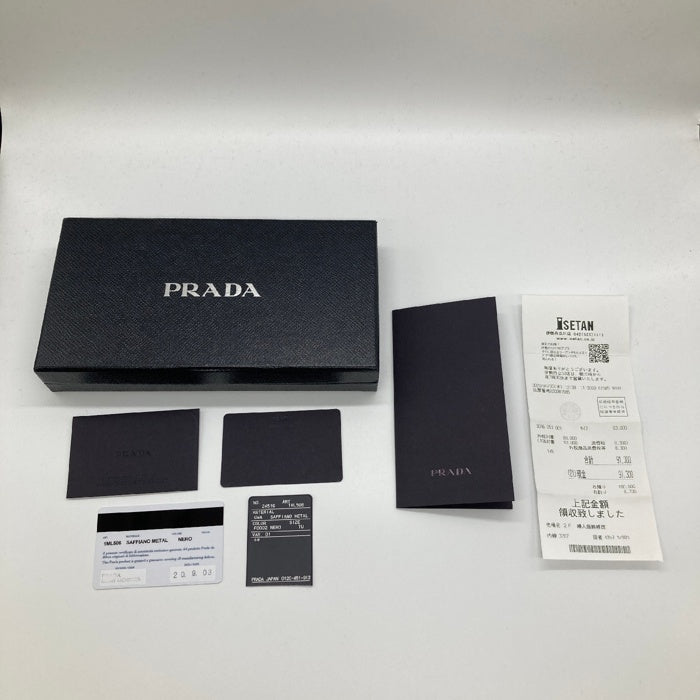 PRADA プラダ ラウンド長財布 レザー 1M506 カード付（印字あり） ゴールド金具 ブラック 瑞穂店