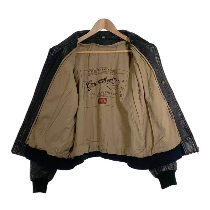 80`s Levi`s リーバイス Leather Jacket レザージャケット ジップアップリブブルゾン ブラック 135周年 Size M 福生店