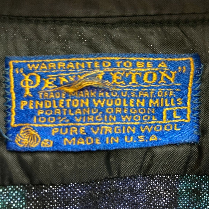 PENDLETON ペンドルトン 70's USA製 ウールシャツ 片ポケット グリーンxブラック sizeL 瑞穂店
