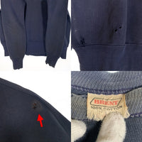 40-50's BRENT 前V フリーダムスリーブ クルーネックスウェットトレーナー ネイビー 貼り付けガゼット Size M 相当 福生店