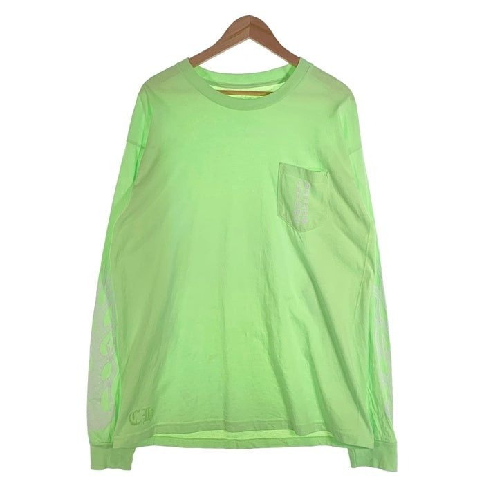 Chrome Hearts クロムハーツ POCKET L/S TEE ポケット ロングスリーブTシャツ フレイムプリント ライムグリーン Size XL 福生店
