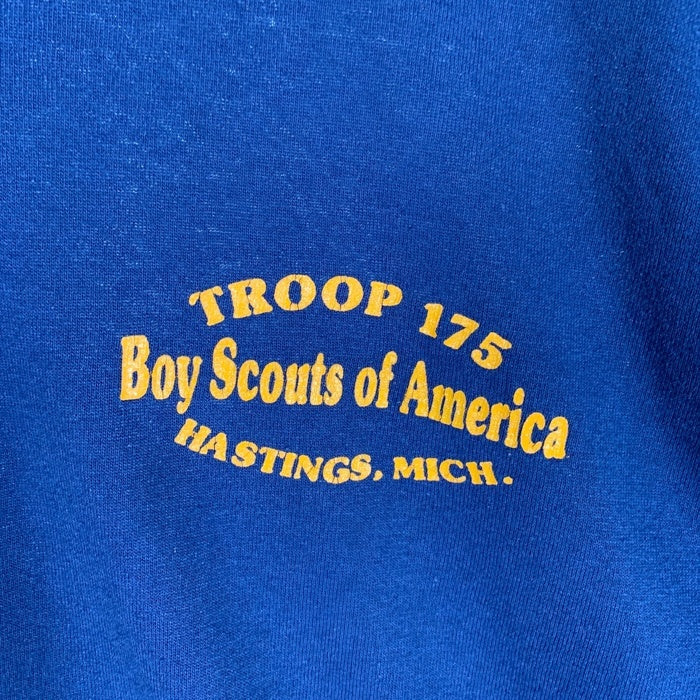 90's Boy Scouts of America ボーイスカウト プリントリンガー Tシャツ ネイビー イエロー AUGUSTA Size XL 福生店