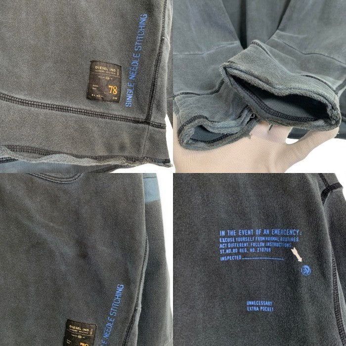 DIESEL ディーゼル Archive Half Zip Hoodie アーカイブ ハーフジップ フーディー プルオーバースウェットパーカー カーキ USED加工 Size L 福生店