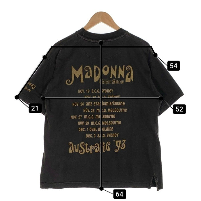 90's Madonna マドンナ GIRLIE SHOW 1993 AUSTRALIA ガーリーショー プリント Tシャツ ブラック 袖裾ダブル SPORTS ROAD Size M 福生店