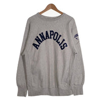 90's Champion チャンピオン REVERSE WEAVE ANNAPOLIS リバースウィーブ ワッペン 袖プリント クルーネックスウェットトレーナー グレー USA製 トリコ刺繡 Size XL 福生店