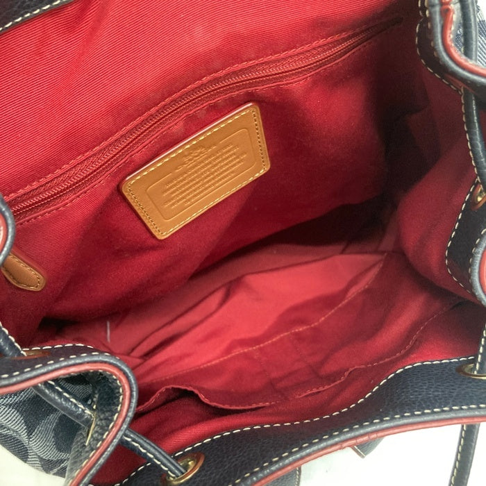 COACH コーチ F37589 シグネチャー キャンバス レザー切替 リュックサック ネイビー 瑞穂店