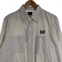 Needles ニードルズ コットン リネン ストライプシャツ アイボリー NS230 Size S 福生店