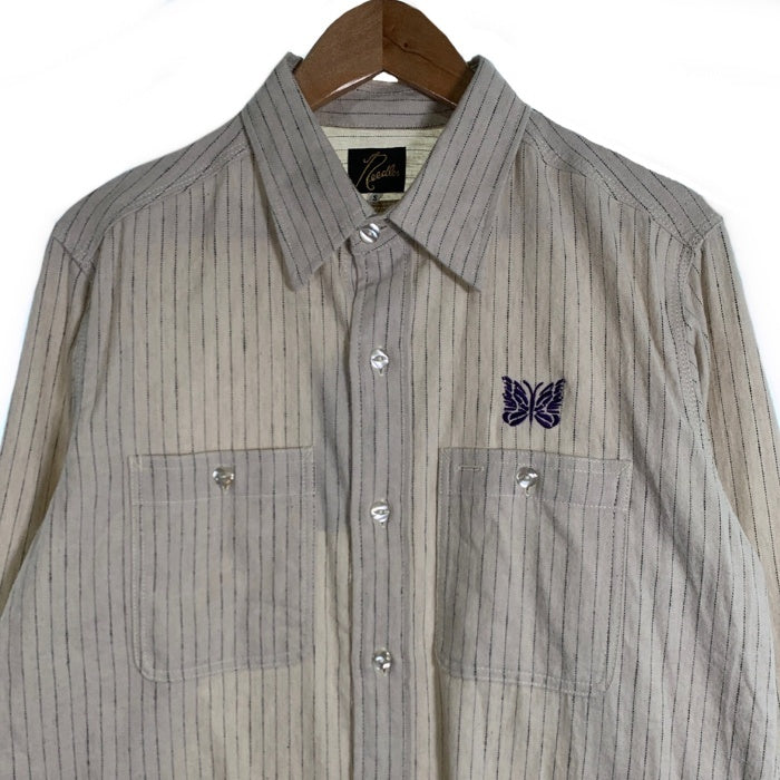 Needles ニードルズ コットン リネン ストライプシャツ アイボリー NS230 Size S 福生店