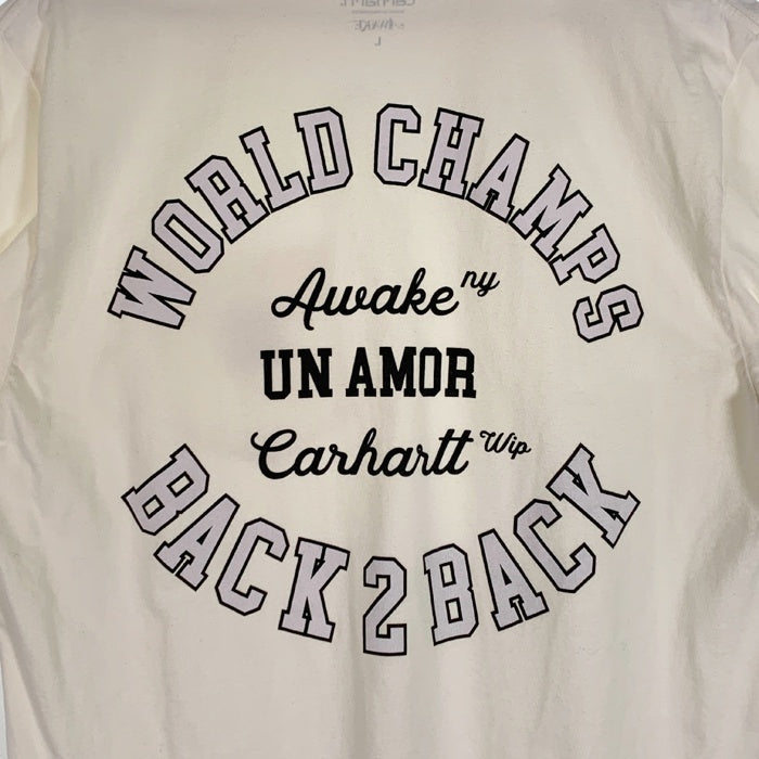 Carhartt W.I.P カーハート AWAKE NY アウェイク POKET T-SHIRT ポケットTシャツ バックプリント ホワイト Size L 福生店