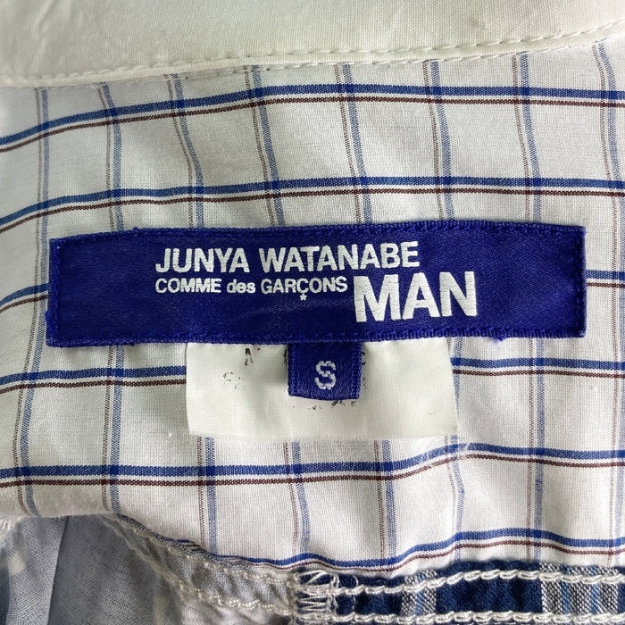 JUNYA WATANABE COMME des GARCONS MAN ジュンヤワタナベ コムデギャルソンマン WO-B49 AD2014 パッチワーク 和柄 半袖シャツ ブルー sizeS 瑞穂店