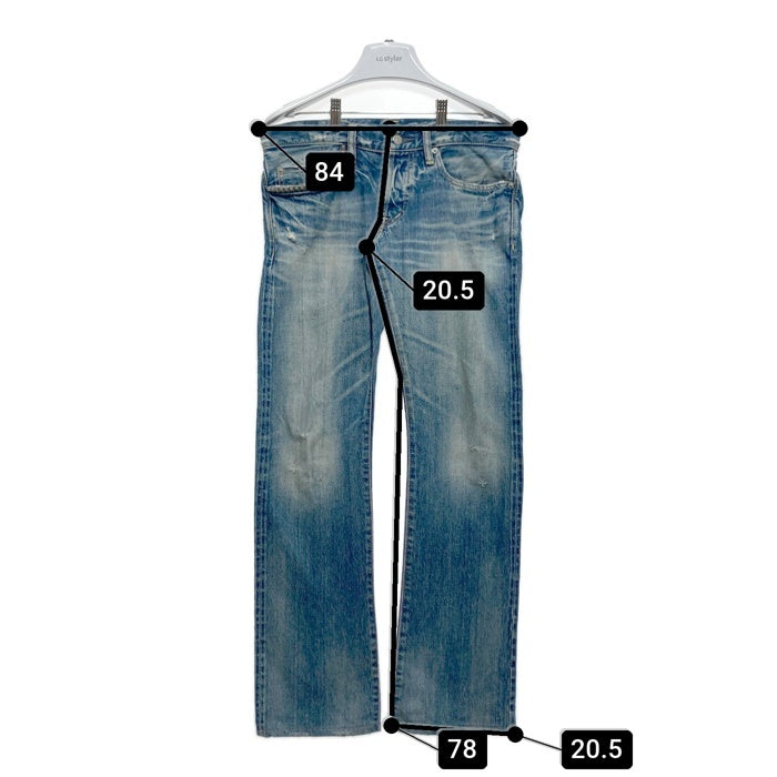 HYSTERIC GLAMOUR ヒステリックグラマー USED加工 スタッズ ブーツカット デニムパンツ ジーンズ インディゴ 0293AP12 Size 30 瑞穂店