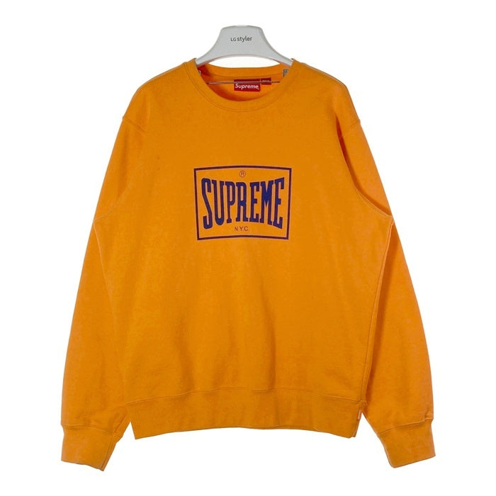 SUPREME シュプリーム 19SS Warm Up Crewneck フロントロゴプリントクルーネックスウェットトレーナー オレンジ sizeM 瑞穂店