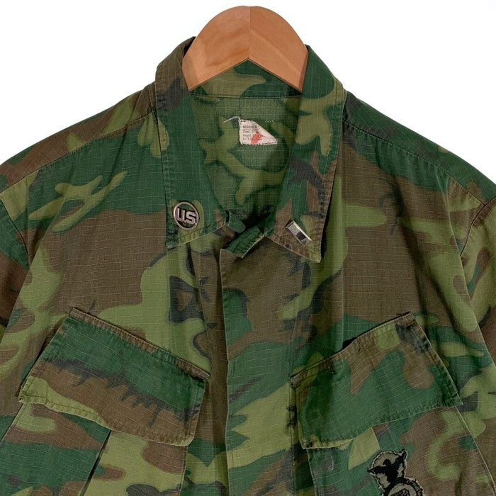60's U.S.ARMY 米軍 Jungle Fatigue Jacket ジャングルファテイーグジャケット 半袖 シャツ 68年会計 ウッドランドカモ 8415-945-7656 Size M-R 福生店