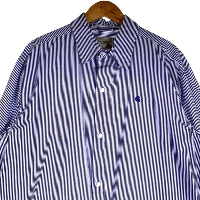 Carhartt WIP カーハートワークインプログレス L/S ASHER SHIRT ロングスリーブ アッシャーシャツ ストライプ ホワイト ブルー スナップボタン Size S 福生店