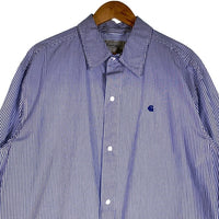 Carhartt WIP カーハートワークインプログレス L/S ASHER SHIRT ロングスリーブ アッシャーシャツ ストライプ ホワイト ブルー スナップボタン Size S 福生店