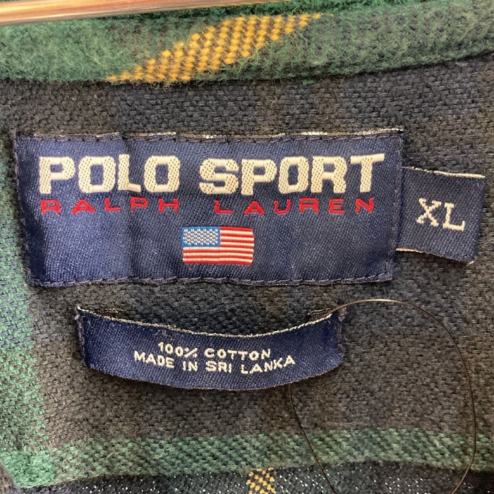POLO SPORT ポロスポーツ ハーフジップ ネルパーカー チェック グリーン sizeXL 瑞穂店