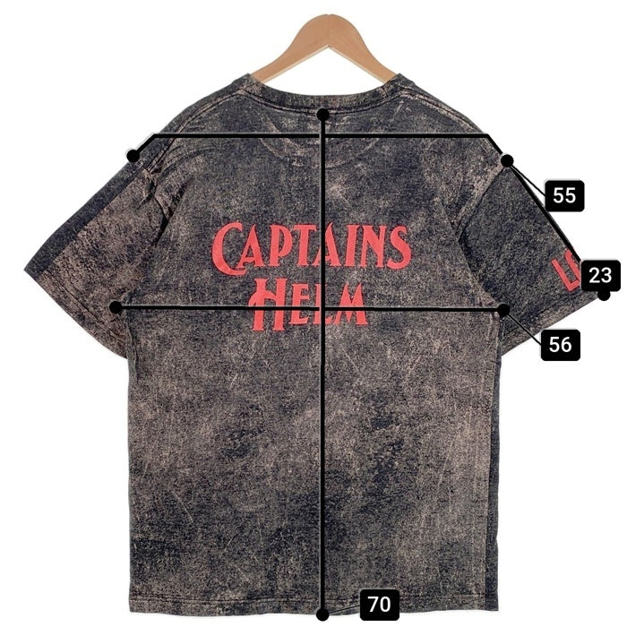 CAPTAINS HELM キャプテンズヘルム ロゴプリント 半袖 Tシャツ ブリーチ加工 ブラック Size L 福生店