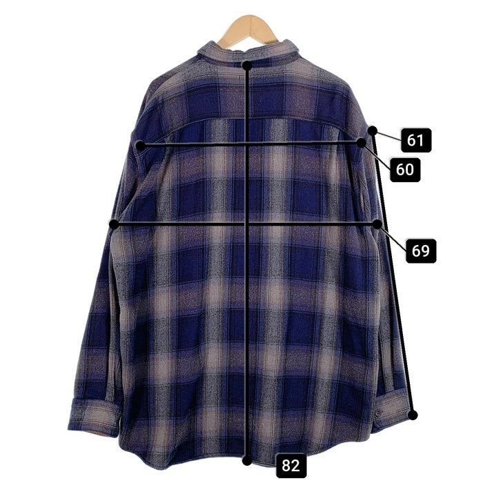 00's ST JOHN'S BAY セントジョーンズベイ フランネル オンブレチェックシャツ シャドー ブルー インド製 Size XXL 福生店