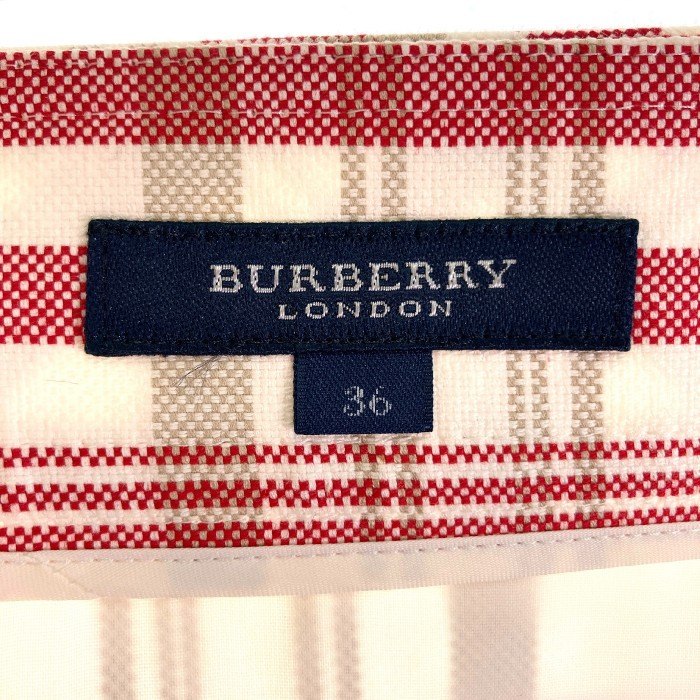 BURBERRY LONDON バーバリーロンドン FXA38-131-18 チェック ラップスカート ホワイト×レッド size38 瑞穂店