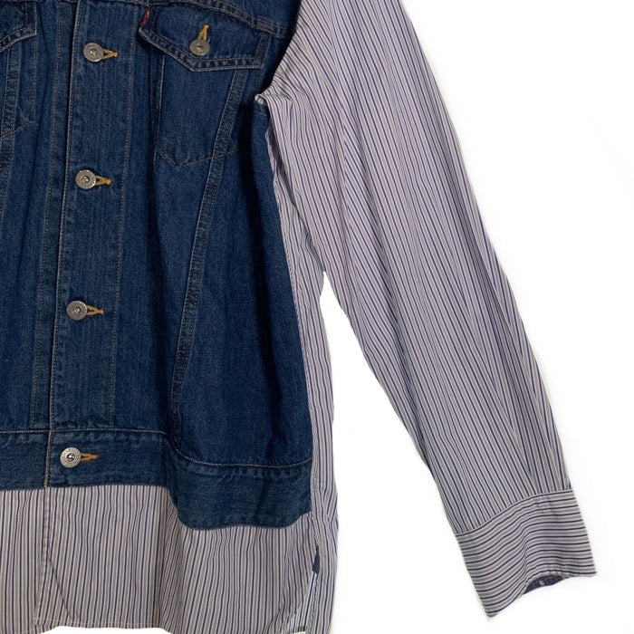 JUNYA WATANABE MAN COMME des GARCONS ジュンヤワタナベマン コムデギャルソン 20SS Levi's リーバイス デニム切替 ストライプシャツ ホワイト インディゴ WE-B015 Size S 福生店