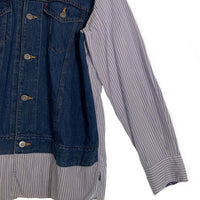 JUNYA WATANABE MAN COMME des GARCONS ジュンヤワタナベマン コムデギャルソン 20SS Levi's リーバイス デニム切替 ストライプシャツ ホワイト インディゴ WE-B015 Size S 福生店