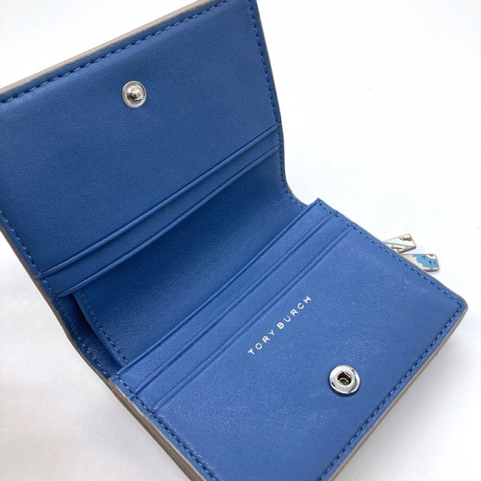 TORY BURCH トリーバーチ 二つ折り財布 像刺繡 グレー 瑞穂店