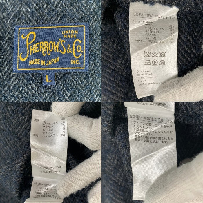 Pherrow's フェローズ Herringbone Suck Jacket ヘリンボーン サックジャケット 3B テーラード ネイビー 19W-PWSC1-HB Size L 福生店
