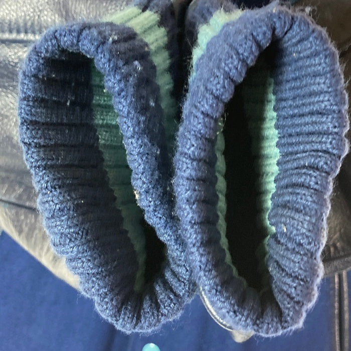 HOUSTON ヒューストン 5241A ワッペン レザー切替 スタジャン ネイビー size38 瑞穂店