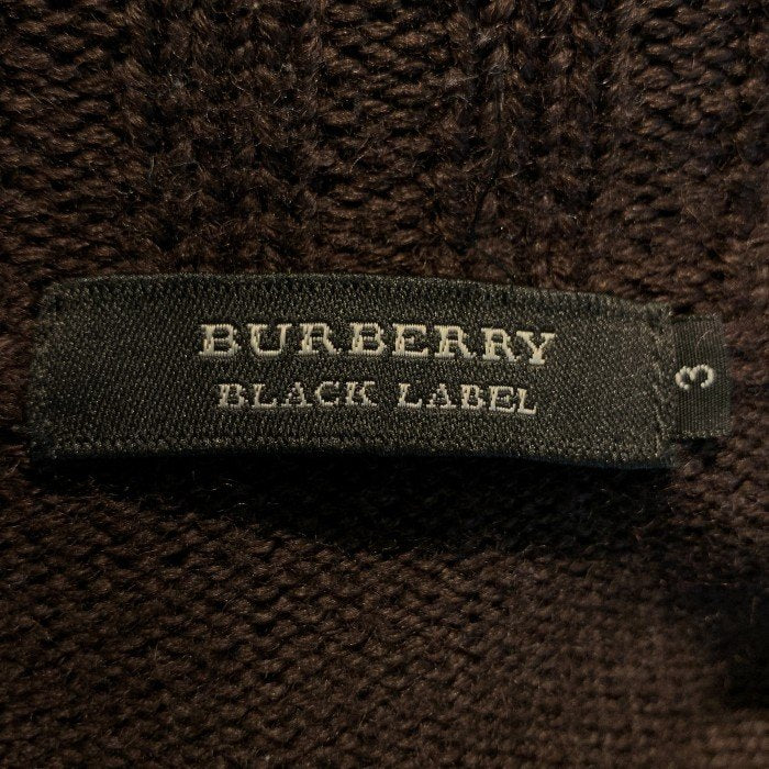 BURBERRY BLACK LABEL バーバリーブラックレーベル ジップアップニットセーター ブラウン ウール アクリル BMT19-902-57 Size 3 福生店