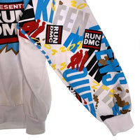 90's adidas アディダス RUN DMC ラグランスリーブ クルーネックスウェットトレーナー ホワイト プリント 刺繡 銀タグ Size L-XL 相当 福生店