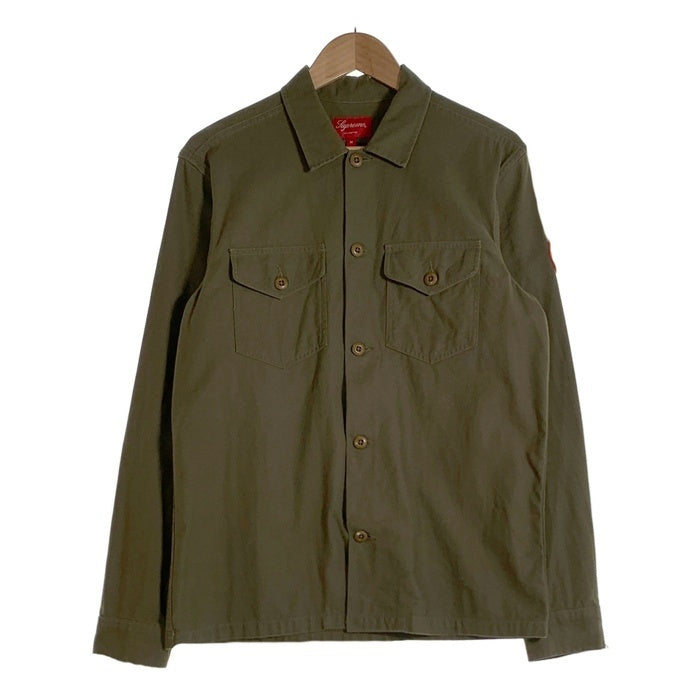 SUPREME シュプリーム 14AW ARMY Shirt アーミーバックプリント シャツ オリーブ ワッペン Size M 福生店