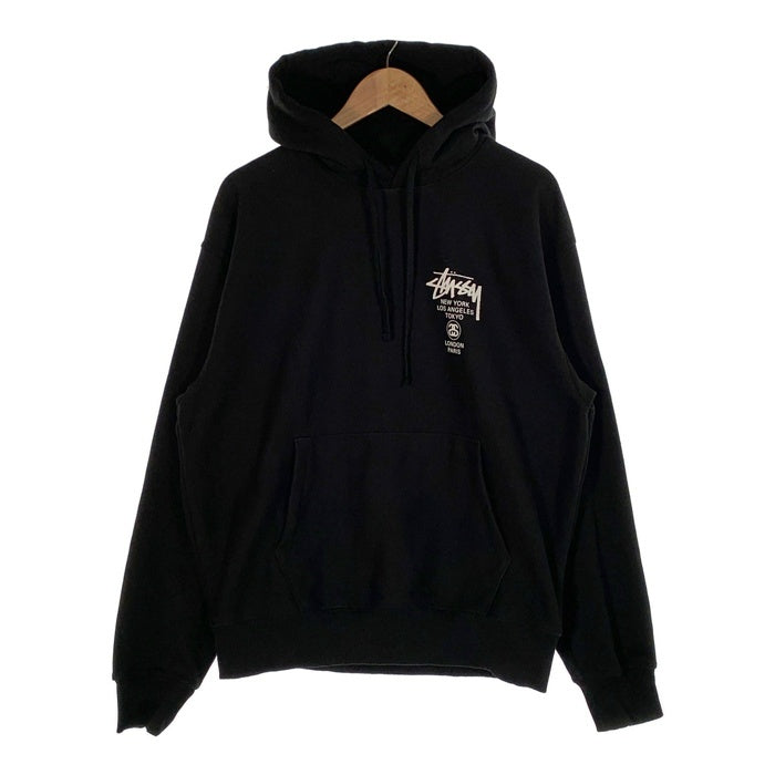 STUSSY ステューシー ワールドツアー プリント プルオーバースウェットパーカー ブラック 3923792 Size M 福生店