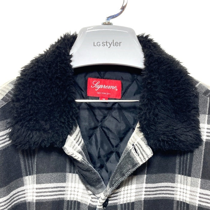 SUPREME シュプリーム 21AW  Faux Fur Collar Flannel Shirt  ファーカラー チェック フランネルシャツ ブラック Size M 瑞穂店