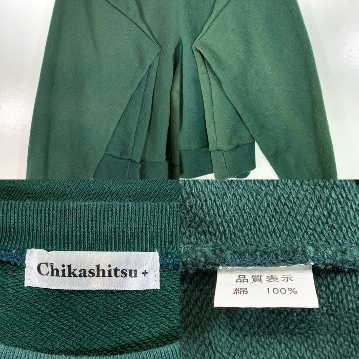Chikashitsu+ チカシツプラス 刺繡 クルーネックスウェットトレーナー グリーン Size F (L-XL相当) 福生店