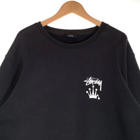 STUSSY ステューシー ロゴ 王冠 バックプリント クルーネックスウェット ブラック Z3000SAS19 Size L 福生店