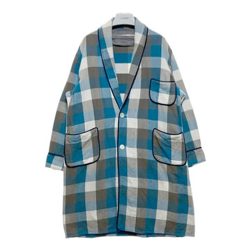 YOUNG&OLSEN ヤングアンドオルセン ガウンコート チェック ホワイトxブルー size 瑞穂店